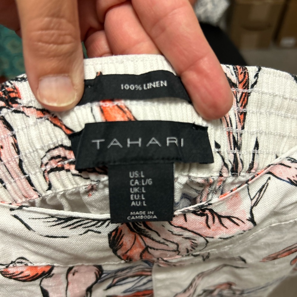 Tahari Floral Linen Pants